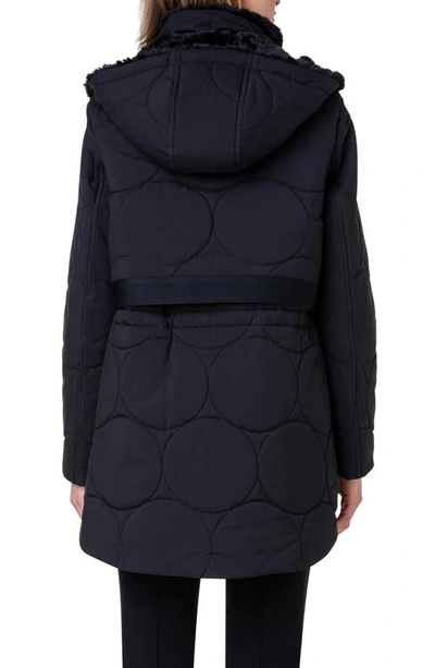 Akris Punto Parker Faux-fur Lined Punto Circle Puffer Coat With Detachable Hood In Black