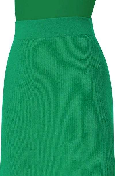 Shop Akris Punto Stretch Virgin Wool & Cashmere Rib Sweater Skirt In 057 Tech Green