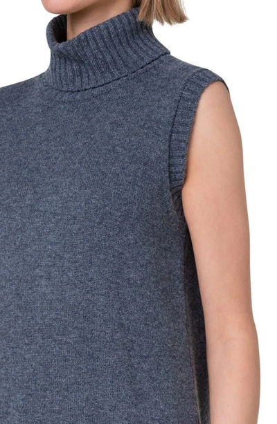 Akris Punto Long Wool Cashmere Turtleneck Top In 085 Slate