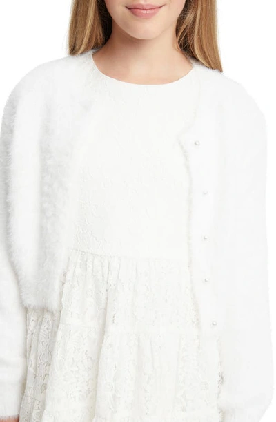 Shop Bardot Kids' Sienna Long Sleeve Tiered Lace Party Dress In Ivory