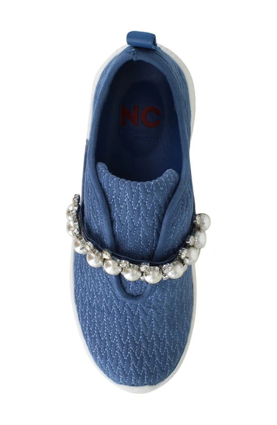 Shop National Comfort Kenzey Embellished Slip-on Sneaker In Blue Suede