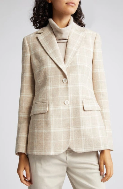 Eleventy Plaid Wool & Alpaca Blend Blazer In Sabbia