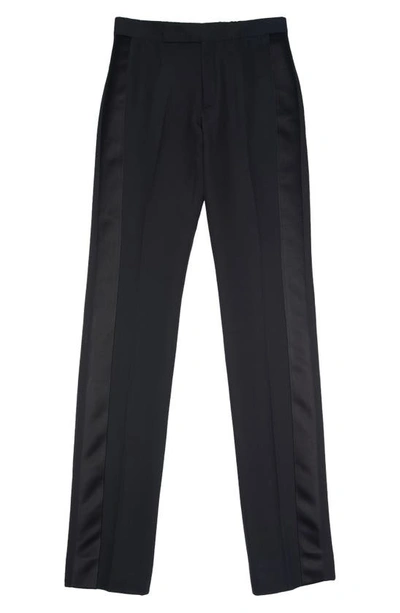 Shop Tom Ford Wool & Silk Fluid Tuxedo Pants In Black