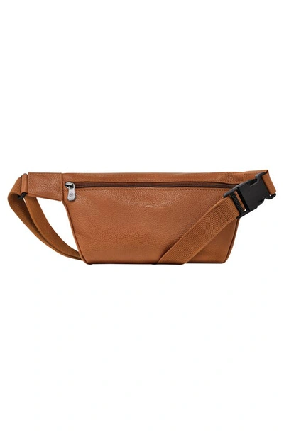 Longchamp Le Foulonné Leather Belt Bag In Caramel