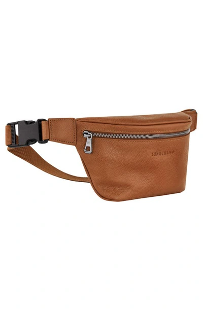Longchamp Le Foulonné Leather Belt Bag In Caramel