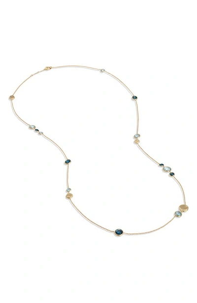 Shop Marco Bicego Jaipur Collection Mixed Blue Topaz Necklace In Yellow Gold