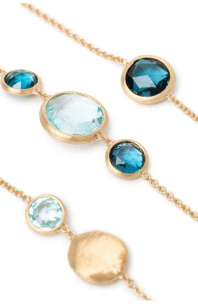 Shop Marco Bicego Jaipur Collection Mixed Blue Topaz Necklace In Yellow Gold