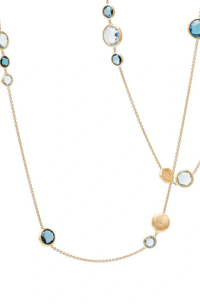 Shop Marco Bicego Jaipur Collection Mixed Blue Topaz Necklace In Yellow Gold