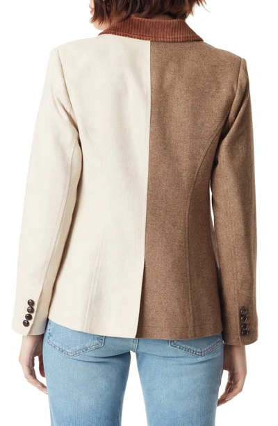 Sam Edelman Imogen Colorblock Herringbone Double Breasted Blazer In Slate Black - Mila Plaid Combo