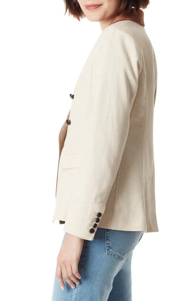Sam Edelman Imogen Colorblock Herringbone Double Breasted Blazer In Slate Black - Mila Plaid Combo