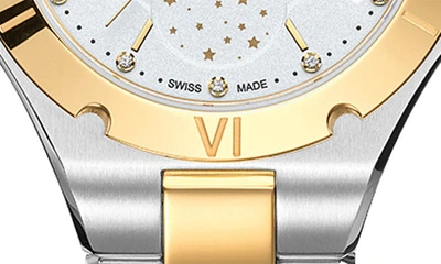 Shop Balmain Be  Diamond Moon Phase Bracelet Watch, 33mm In Stainless Steel/ Yellow Gold