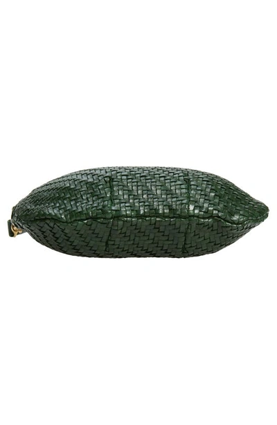Clare V. Moyen Evergreen Messenger Bag Green Woven Leather Purse Zig Zag