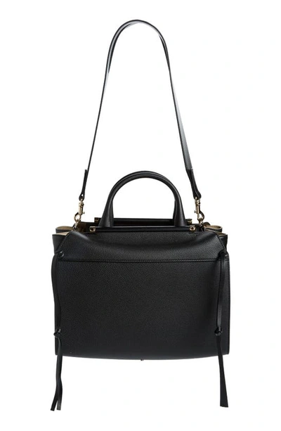 Shop Chloé Steph Grained Leather Satchel In Black