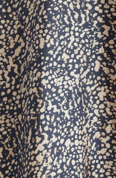 Shop Max Mara Gemma Abstract Print Long Sleeve Silk Midi Shirtdress In Ultramarine