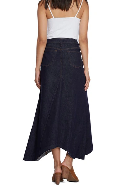 Wash Lab Denim Selma Pieced Asymmetric Denim Maxi Skirt In Raw Denim