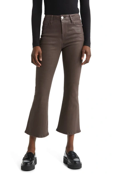 Shop Frame Le Crop Flare Coated Jeans In Espresso Coated