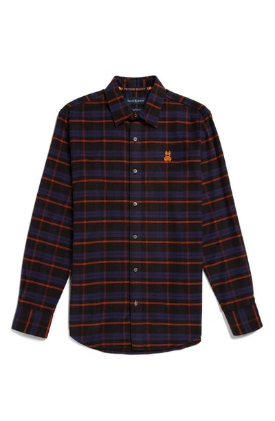 Shop Psycho Bunny Forreston Plaid Flannel Button-up Shirt In Black