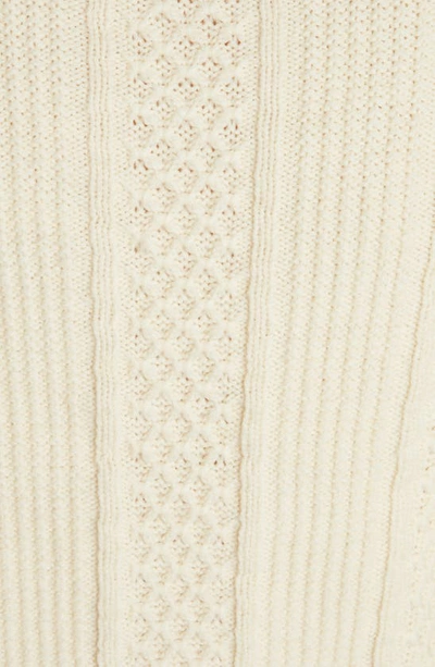 Shop Golden Goose Crystal Embellished Virgin Wool Cable Knit Crewneck Sweater In Lambs Wool