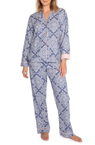 Shop Pj Salvage Cotton Flannel Pajamas In Denim