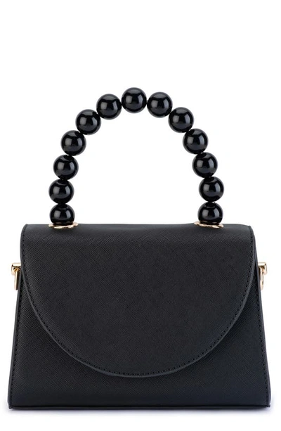 Shop Olga Berg Wendy Acrylic Bead Top Handle Bag In Black