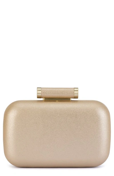 Shop Olga Berg Cooper Metallic Clutch In Champagne