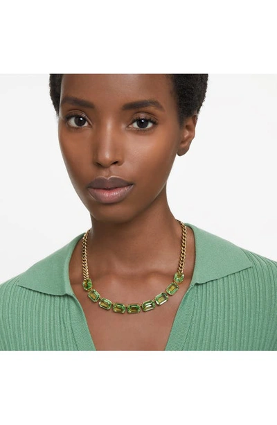 Shop Swarovski Millenia Octagon Crystal Frontal Necklace In Green