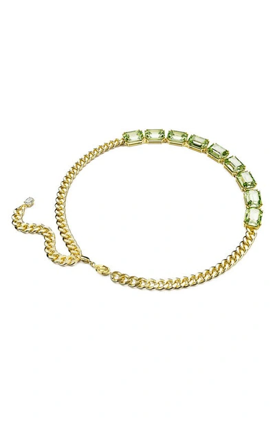 Shop Swarovski Millenia Octagon Crystal Frontal Necklace In Green