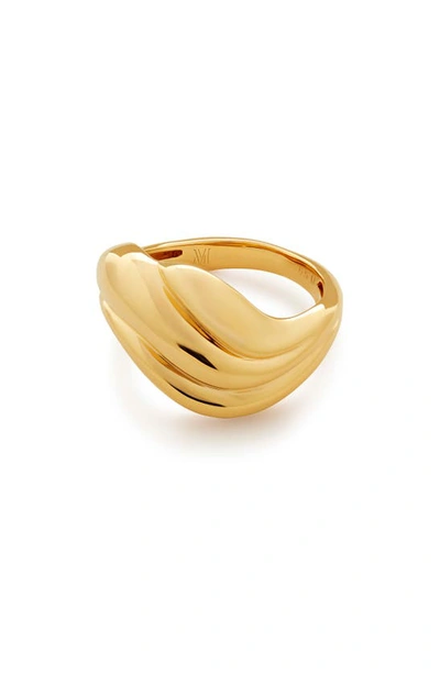 Shop Monica Vinader Swirl Ring In 18ct Gold Vermeil