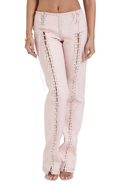 HOUSE OF CB ELLIOTT LACE UP FAUX LEATHER PANTS 