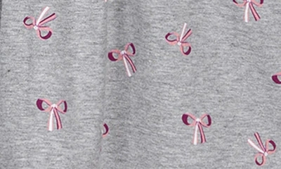 Shop Miles The Label Kids' Bow Print Long Sleeve Stretch Organic Cotton Dress In Medium Heather Grey