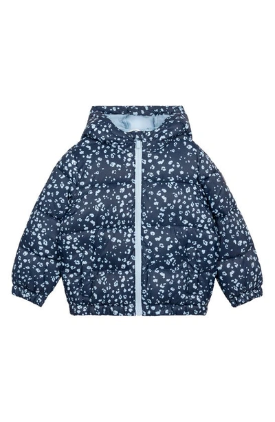 Shop Miles The Label Kids' Animal Print Quilted Packable Jacket In Nav Navy