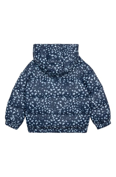 Shop Miles The Label Kids' Animal Print Quilted Packable Jacket In Nav Navy