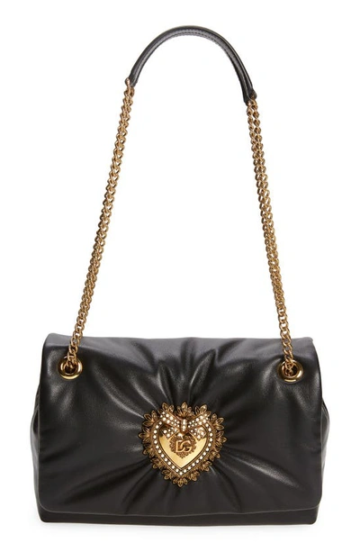 Shop Dolce & Gabbana Dolce&gabbana Devotion Leather Shoulder Bag In Black