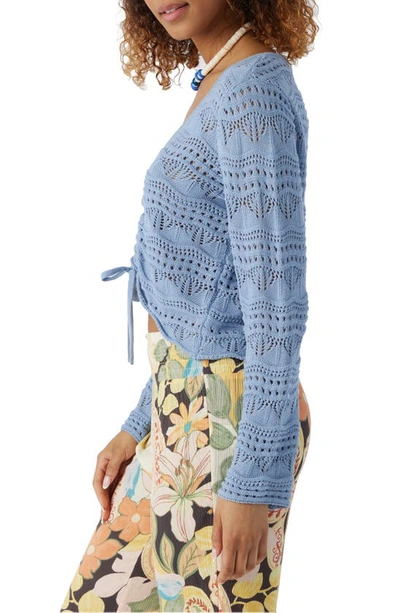 Shop O'neill Harbor Open Stitch Cinch Front Sweater In Chambray