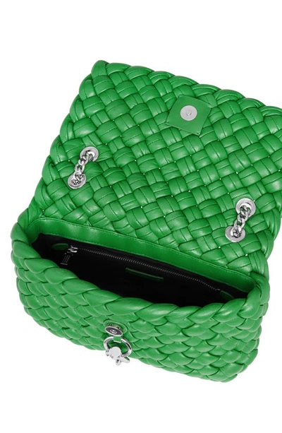 Shop Rebecca Minkoff Edie Woven Leather Convertible Crossbody Bag In Acid Green
