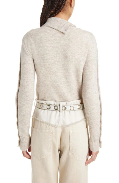 Shop Isabel Marant Malo Snap Detail Long Sleeve Sweater In Beige