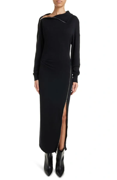 Shop Isabel Marant Gemmy Drape Collar Long Sleeve Dress In Black