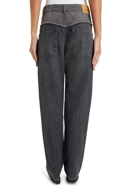 Shop Isabel Marant Noemie Two Tone Fray Hem Nonstretch Jeans In Faded Black