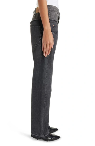 Shop Isabel Marant Noemie Two Tone Fray Hem Nonstretch Jeans In Faded Black