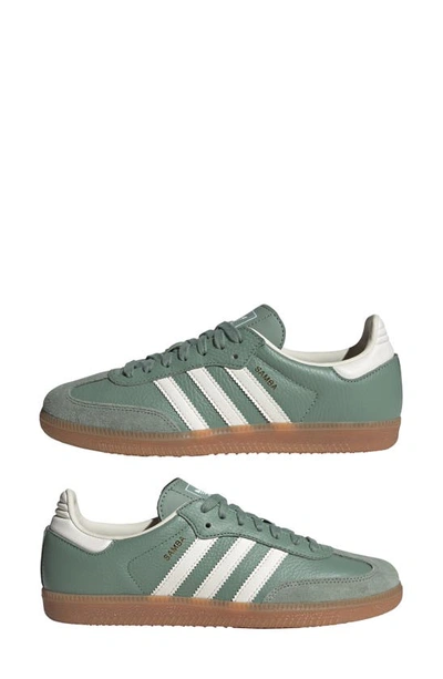 Shop Adidas Originals Gender Inclusive Samba Og Sneaker In Silver Green/chalk/gum 3