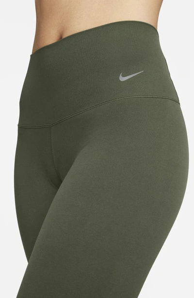 Shop Nike Zenvy Gentle Support High Waist Pocket Ankle Leggings In Cargo Khaki/ Black