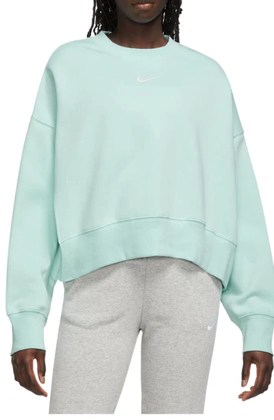 Shop Nike Phoenix Fleece Crewneck Sweatshirt In Jade Ice/ Sail
