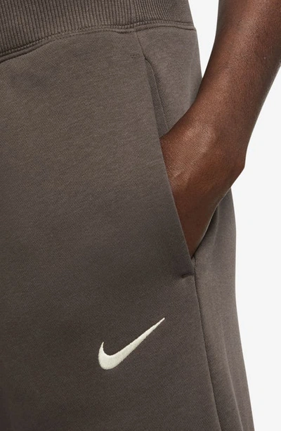 Nike Sportswear Phoenix High Waist Wide Leg Sweatpants In Baroque Brown/ Sail
