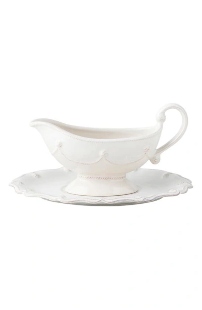 Juliska Berry & Thread Sauce Boat & Stand In Whitewash