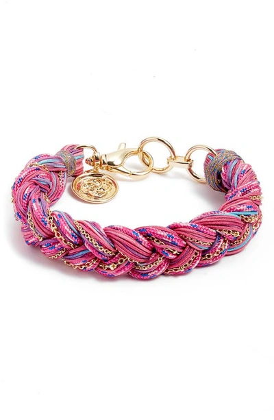 Shop Kendra Scott Masie Braided Cord Bracelet In Gold Pink Mix