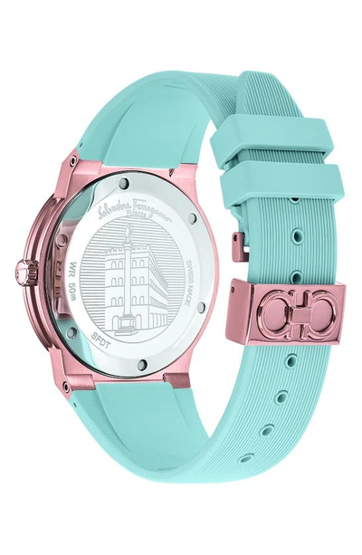 Ferragamo F-80 Classic Blue Dial Leather Strap Watch, 41mm In Rose Gold