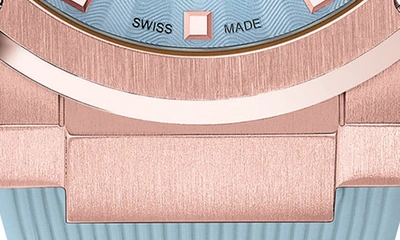 Ferragamo F-80 Classic Blue Dial Leather Strap Watch, 41mm In Rose Gold
