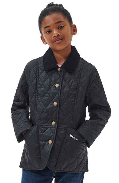 Shop Barbour Kids' Liddesdale Quilted Jacket In Black/ Gardenia