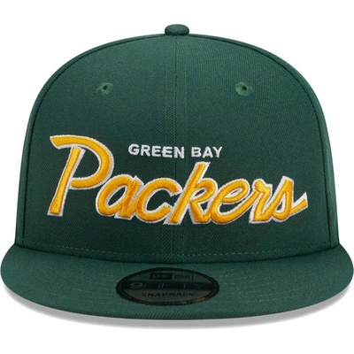 Shop New Era Green Green Bay Packers Main Script 9fifty Snapback Hat
