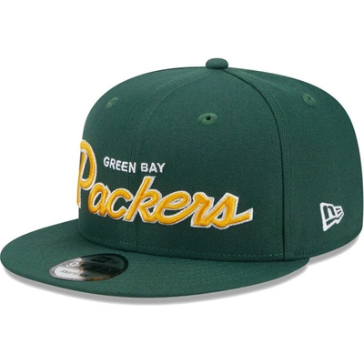 Shop New Era Green Green Bay Packers Main Script 9fifty Snapback Hat